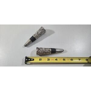 2x Vtg Silver? Lenox Wine Decanter Bottle Stopper Holy Design Ornate